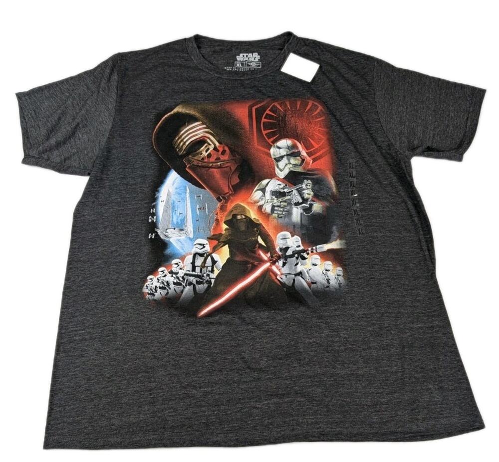 Star Wars T-Shirt Men's Size Extra Large Kylo Ren Stormtroopers Gray Cotton
